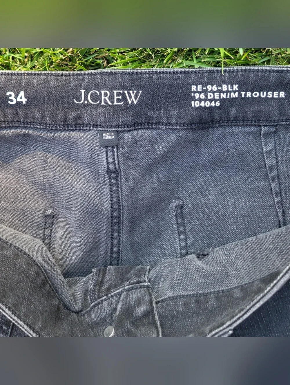 J.Crew '96 Denim Trousers Wide Leg Charcoal Jeans Womens Size 34, Measures 38x32